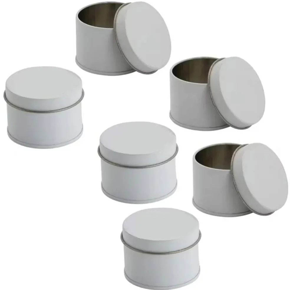 Bulk 48 Pieces White Round Metal Favor Tins