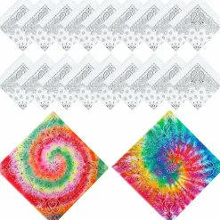 Bulk White Cotton Bandanas for Tie-Dye – Paisley DIY Scarf and Multipurpose Head Wraps. Perfect for Tie-Dye Parties, Crafts, and Creative Favors.