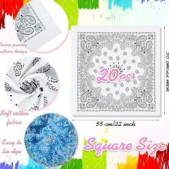 Bulk White Cotton Bandanas for Tie-Dye – Paisley DIY Scarf and Multipurpose Head Wraps. Perfect for Tie-Dye Parties, Crafts, and Creative Favors.