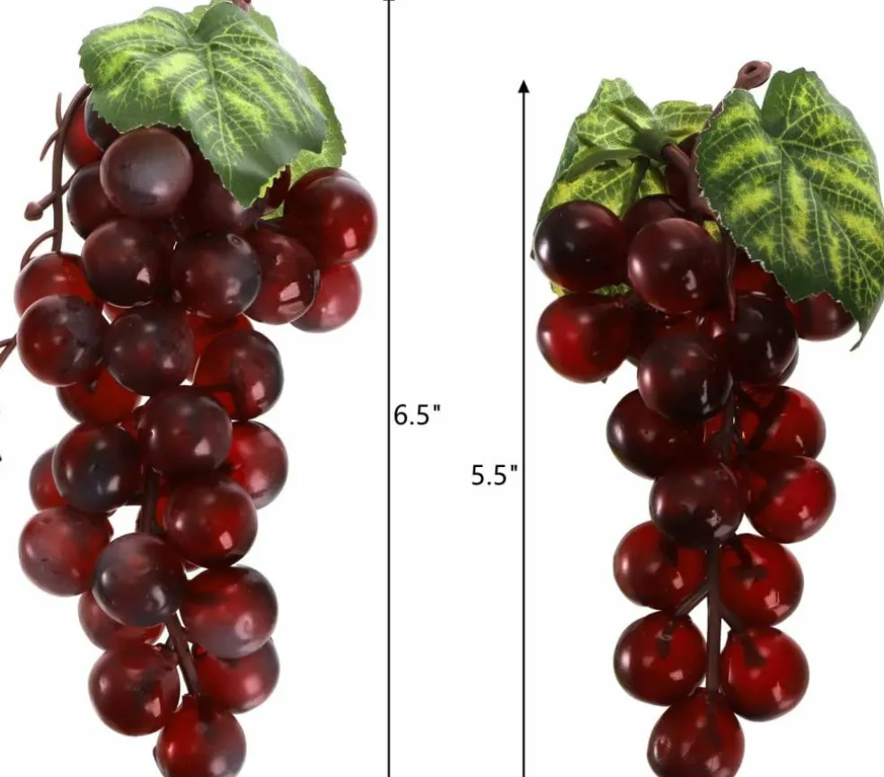 12 Bunches Artificial Grapes, Simulation Lifelike Grape Clusters, 6 Colors, 2 Size
