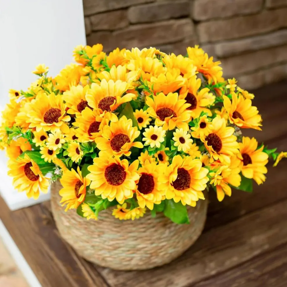 10 Bunches Artificial Summer Sunflowers