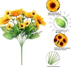 10 Bunches Artificial Summer Sunflowers