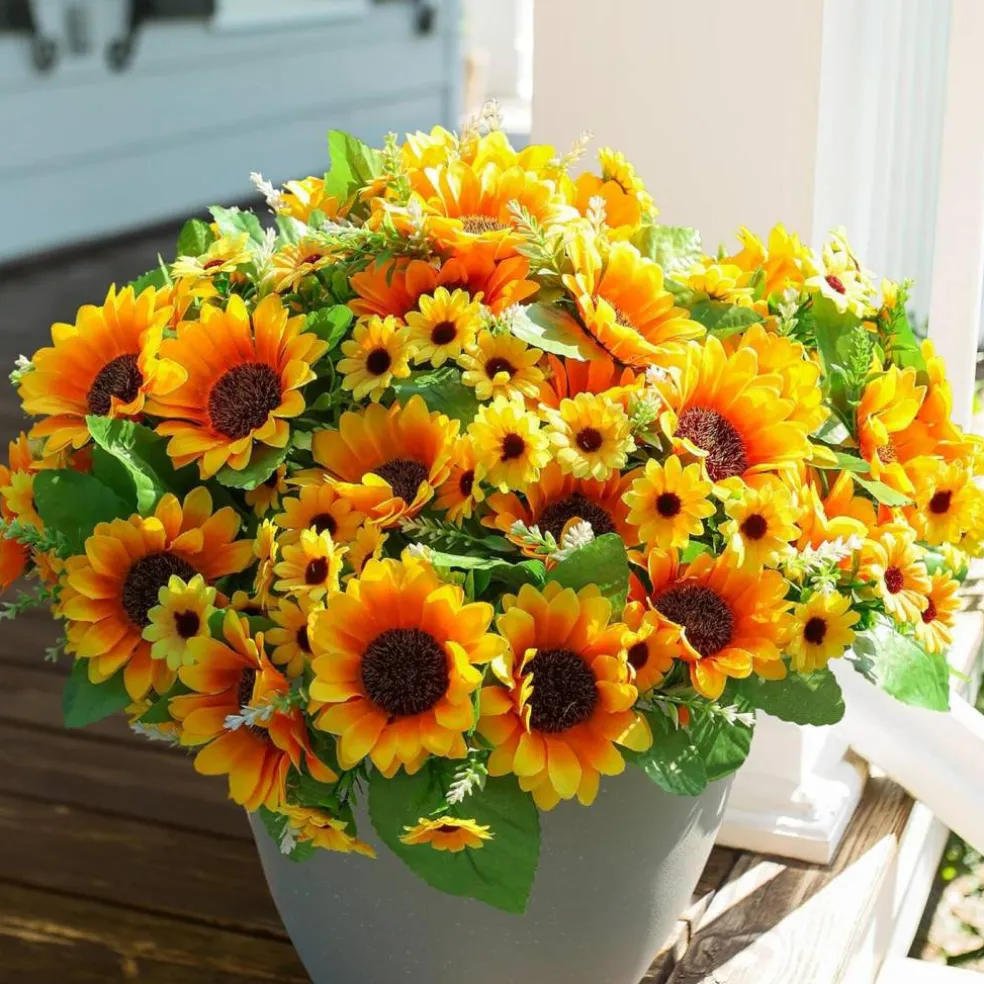 10 Bunches Artificial Summer Sunflowers