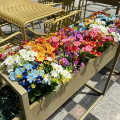 12 Bundles Artificial Fake Flowers for Outdoor Decoration,Shyshining UV Resistant Faux Plastic Fabric Greenery Shrubs Plants Fake Flowers Hanging Planter Kitchen Home Garden Wedding Decor