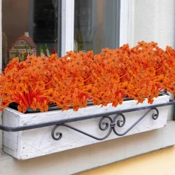20 Bundles Artificial Fall Flowers No Fade Faux Autumn Plants Fake Flowers No Fade Faux Plastic Plants Thanksgiving Harvest Decoration (Fall Red)