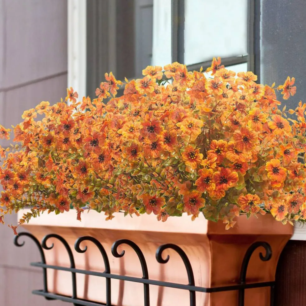 10 Bundles Artificial Fall Flowers Outdoor UV Resistant Fake Flowers