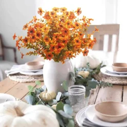 10 Bundles Artificial Fall Flowers Outdoor UV Resistant Fake Flowers
