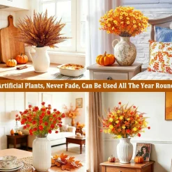 20 Bundles Artificial Fall Flowers for Outdoors Fall Decorations for Home