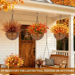 20 Bundles Artificial Fall Flowers for Outdoors Fall Decorations for Home