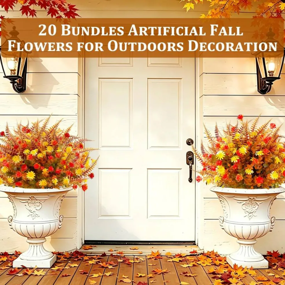 20 Bundles Artificial Fall Flowers for Outdoors Fall Decorations for Home