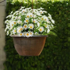 4 Bundles Artificial Silk Daisy Flowers, UV Resistant Faux Wildflower Plants for Outdoor Garden, Porch, Patio, Planters & Home Decor (White)
