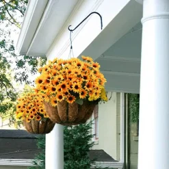 6 Bundles Artificial Sunflowers & Daisy Mums, UV Resistant Fake Yellow Flowers with Greenery, Silk Faux Outdoor Fall Floral Stems for Home, Garden, Wedding, Office & DIY Décor
