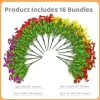 16 Bundles Summer Potted Artificial Flowers for Outdoors, Faux Plants Flowers