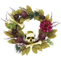 24" Burgundy Dahlia & Bones Wreath by Ashland®