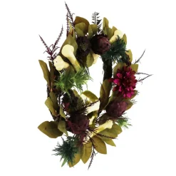 24" Burgundy Dahlia & Bones Wreath by Ashland®