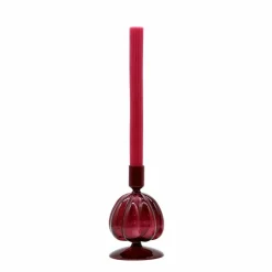 6.25" Burgundy Pumpkin Glass Taper Candle Holder by Ashland®