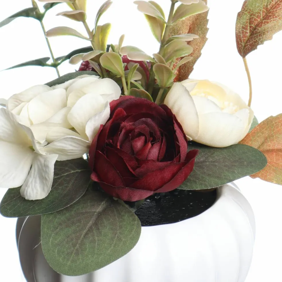 7.75" Burgundy Ranunculus & Hydrangea Mix in Ceramic Pot by Ashland®