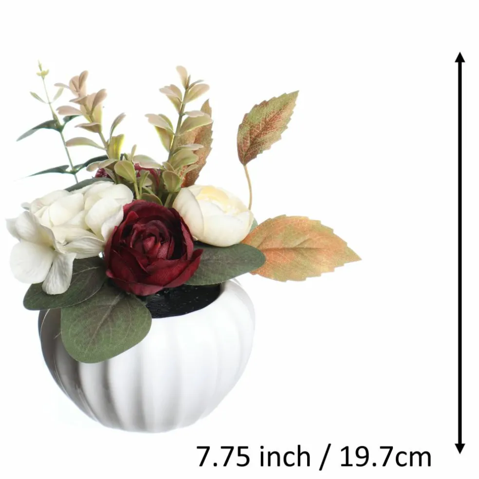 7.75" Burgundy Ranunculus & Hydrangea Mix in Ceramic Pot by Ashland®