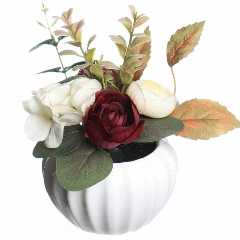 7.75" Burgundy Ranunculus & Hydrangea Mix in Ceramic Pot by Ashland®