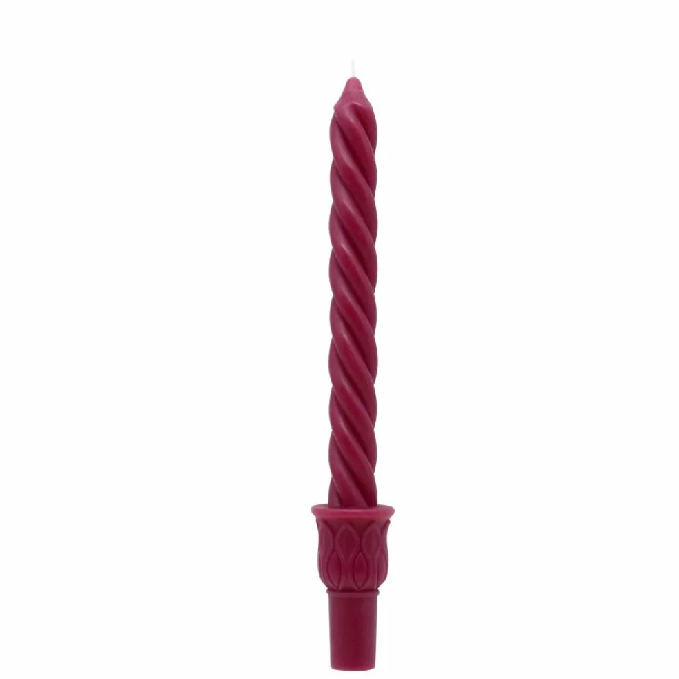 10" Burgundy Twist Unscented Taper Candle by Ashland®