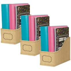 Burlap Design Book Bin, Pack of 3