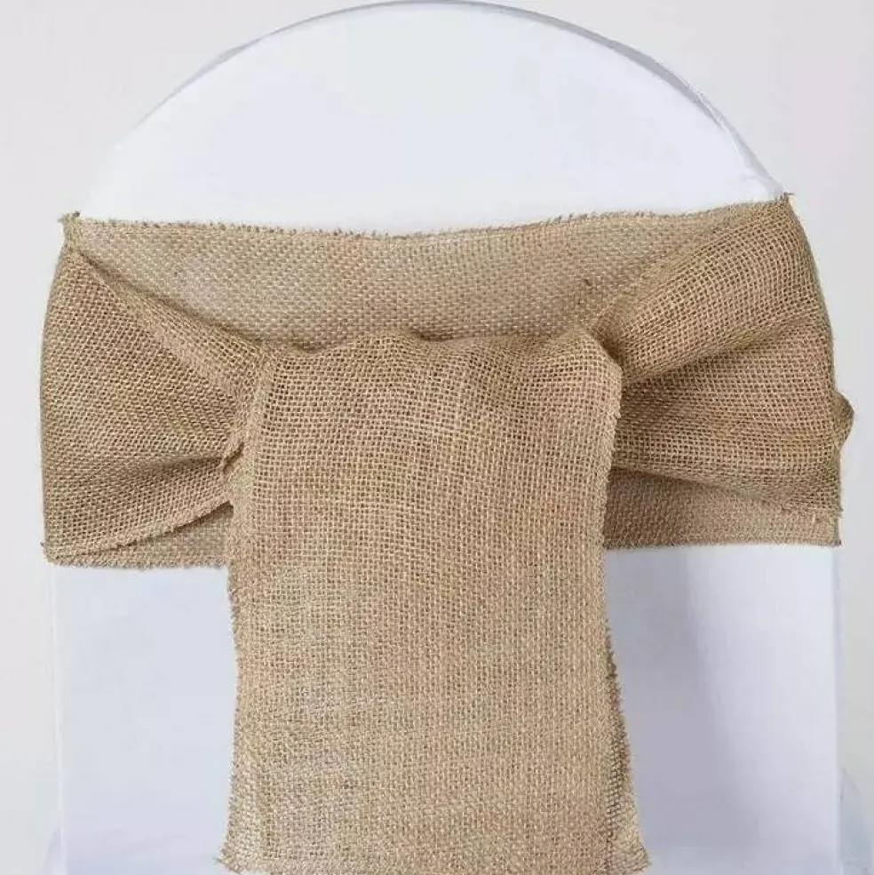 10 Burlap Natural CHAIR SASHES Wedding Decorations
