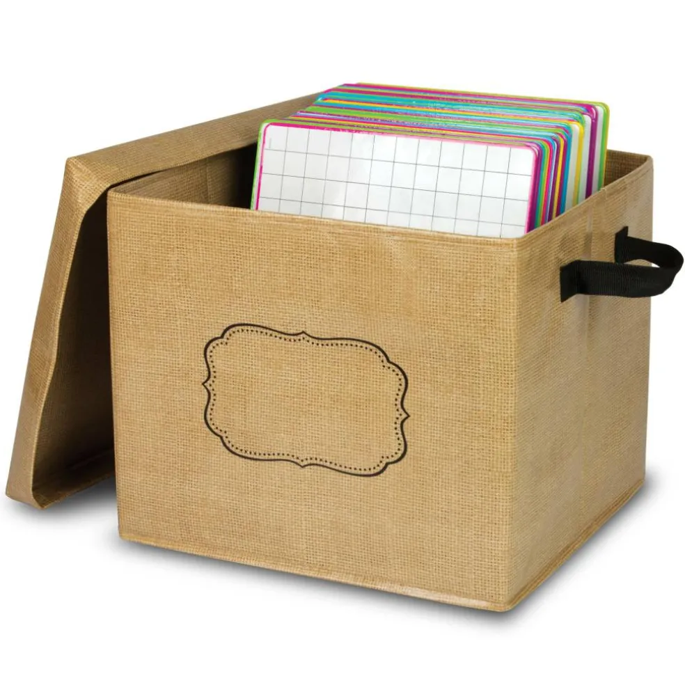 Burlap Storage Box with Lid