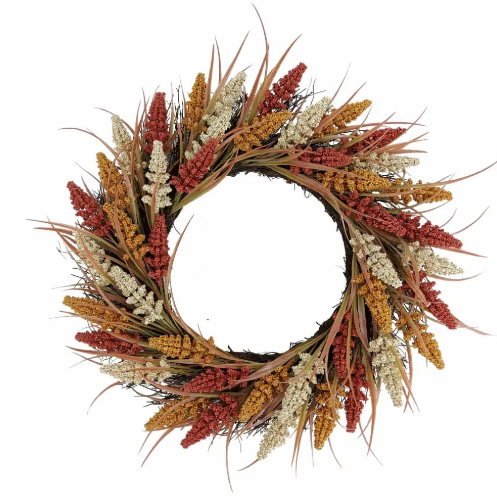 22" Burnt Orange & Yellow Heather Wreath by Ashland®