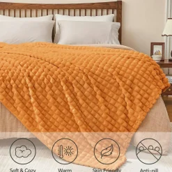 Burt Orange Fall Throw Blanket for Couch, Gifts for Women, 50