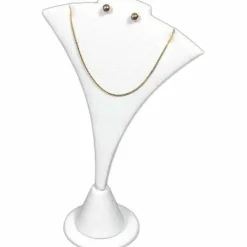 Bust Display Necklace Earring Combo White Leather Stand