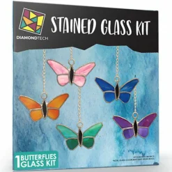 Butterflies Pre-Cut Stained Glass Kit-Make Your own Beautiful Glass Project.