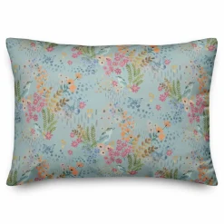Butterfly Bird Floral Lumbar Throw Pillow