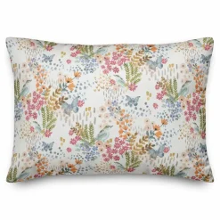 Butterfly Bird Floral Lumbar Throw Pillow