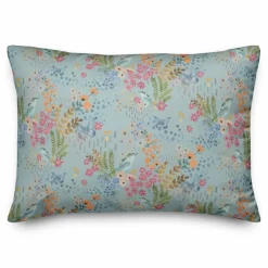 Butterfly Bird Floral Lumbar Throw Pillow