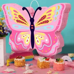 Butterfly Piñata Girls Butterfly Party Supplies Fairy Woodland Set - Pink Birthday Piñata with Stick and Blindfold Mask for Birthday Baby Shower Party Supplies Decoration