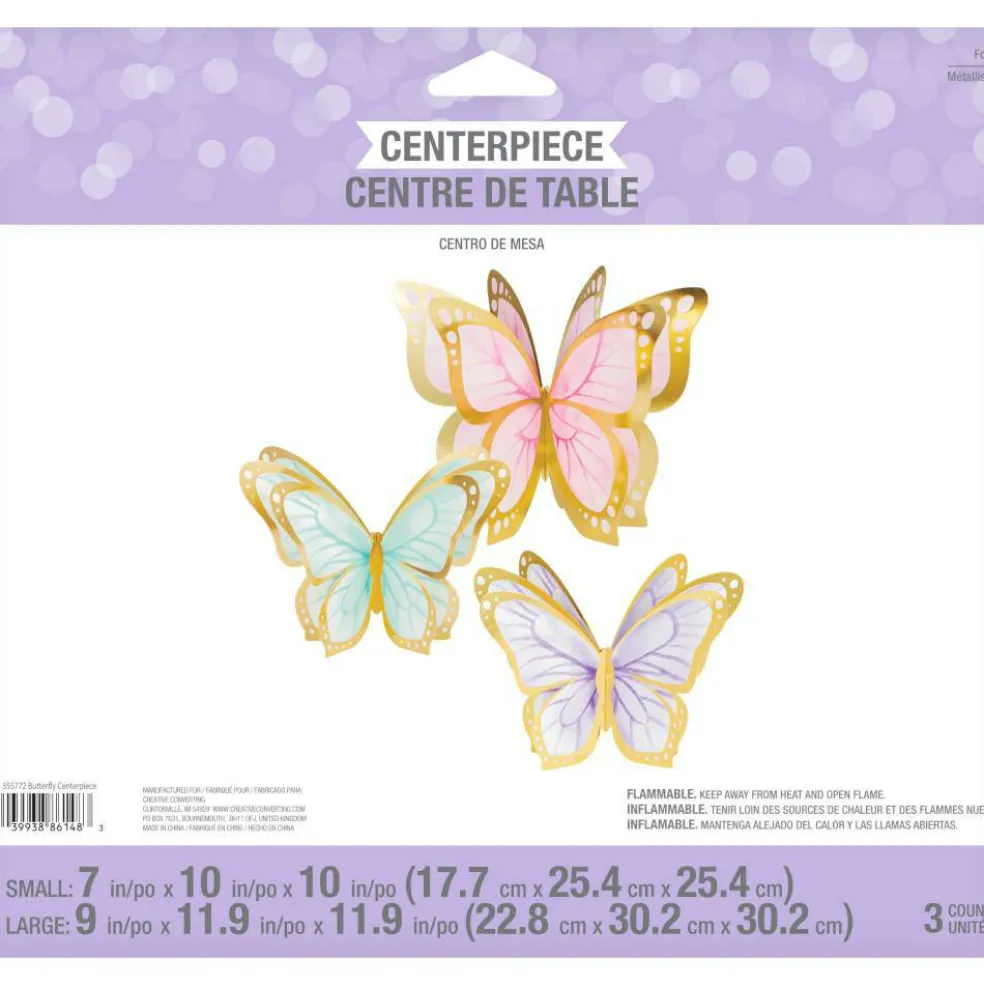 Butterfly Shimmer 3D Foil Centerpiece (3/Pkg)