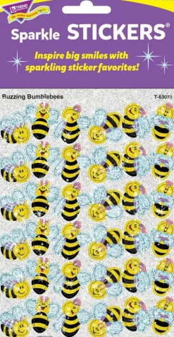 Buzzing Bumblebees Sparkle Stickers® – 72 Count, Fun Reward & Craft Stickers