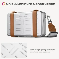 Byootique Aluminum Mini Crossbody Bag with Adjustable Strap for Travel,Sliver