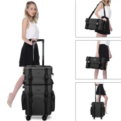 Byootique Classic Black Rolling 2in1 Cosmetic Case Sided Makeup Artist Organizer