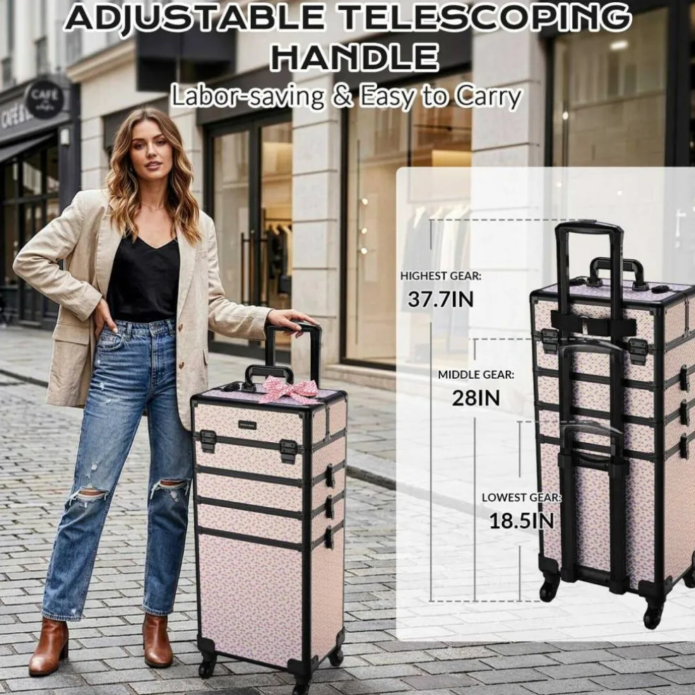 Byootique Cosmetology Case on Wheels 4in1 Professional Makeup Art Deco Tyrian