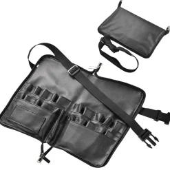 Byootique 2in1 Foldable Brush Holder Waist Zipper Bag Professional Multi Portable Cosmetic Makeup Pouch with Belt Strap Artist Storage PVC Organizer