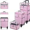 Byootique 2in1 Nail Polish Organizer Rolling Makeup Train Case Manicure Storage