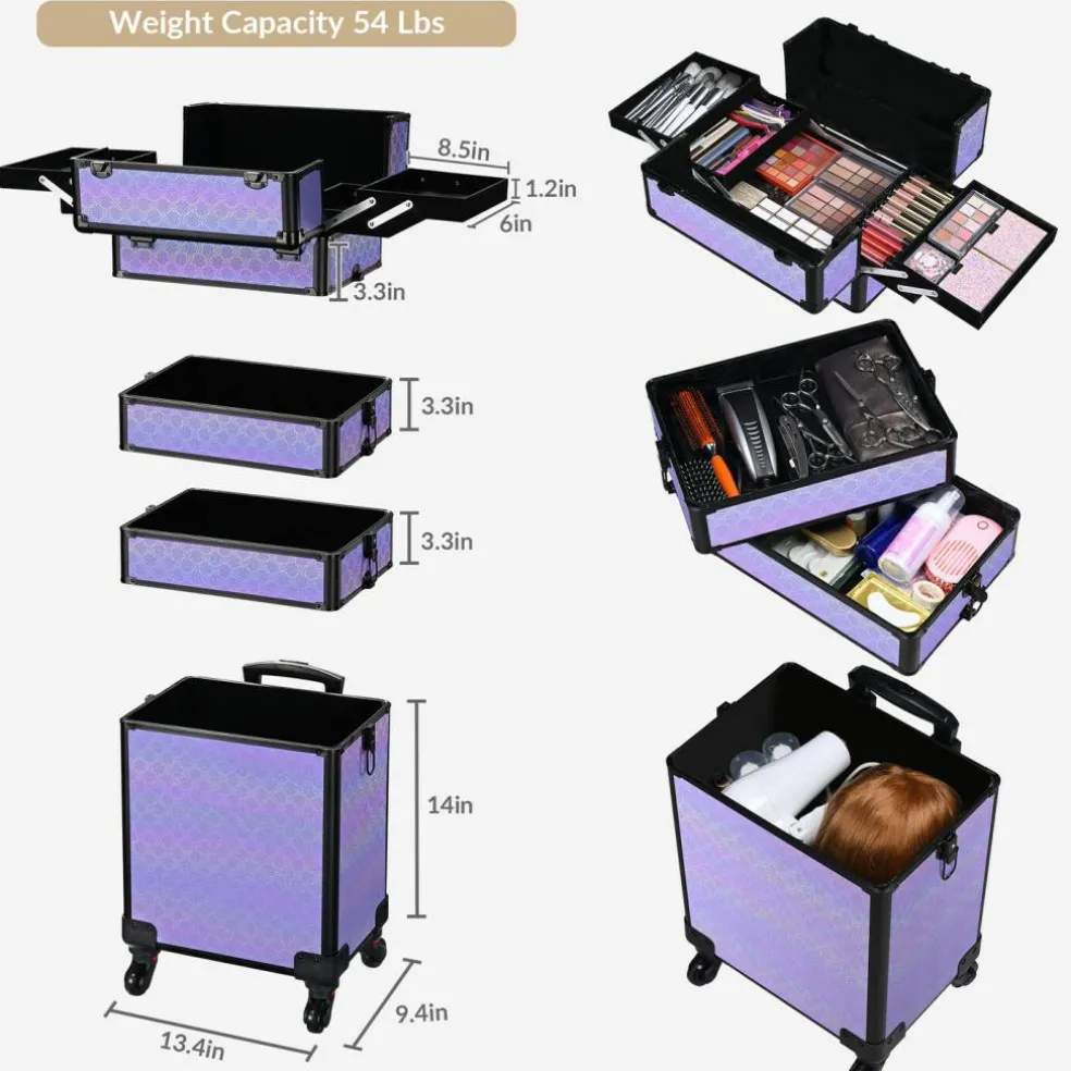 Byootique 4in1 Rolling Makeup Train Case Cosmetic Organizer Charm ForgetMeNot