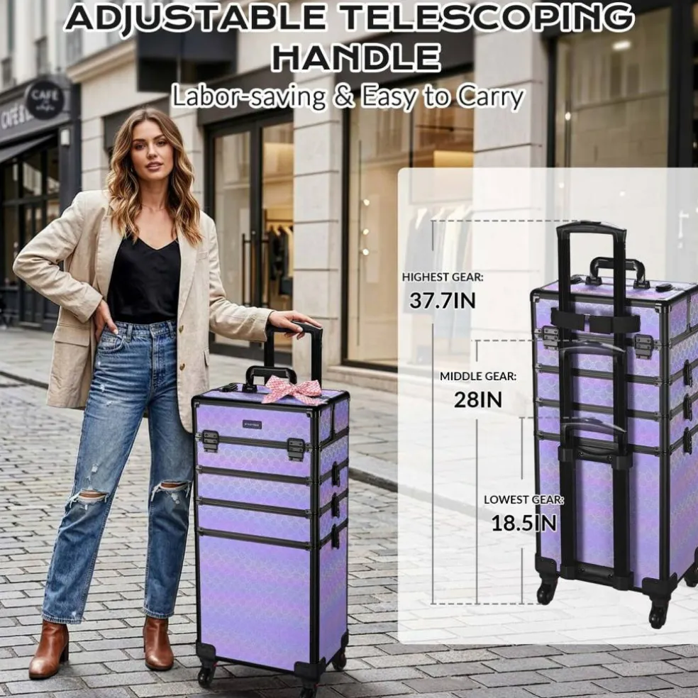 Byootique 4in1 Rolling Makeup Train Case Cosmetic Organizer Charm ForgetMeNot