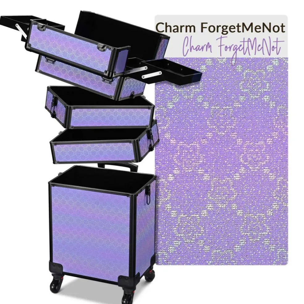 Byootique 4in1 Rolling Makeup Train Case Cosmetic Organizer Charm ForgetMeNot