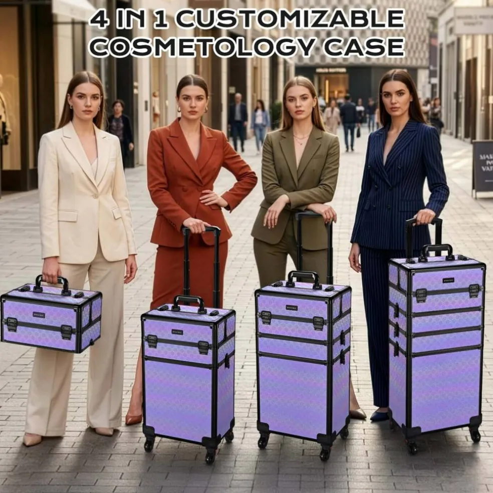 Byootique 4in1 Rolling Makeup Train Case Cosmetic Organizer Charm ForgetMeNot