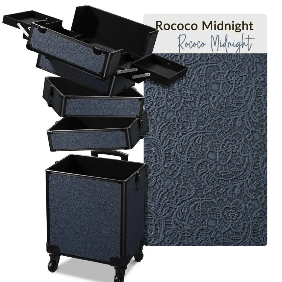 Byootique 4in1 Rolling Makeup Train Case Cosmetic Organizer Rococo Midnight