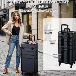Byootique 4in1 Rolling Makeup Train Case Cosmetic Organizer Rococo Midnight