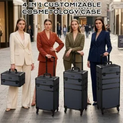 Byootique 4in1 Rolling Makeup Train Case Cosmetic Organizer Rococo Midnight
