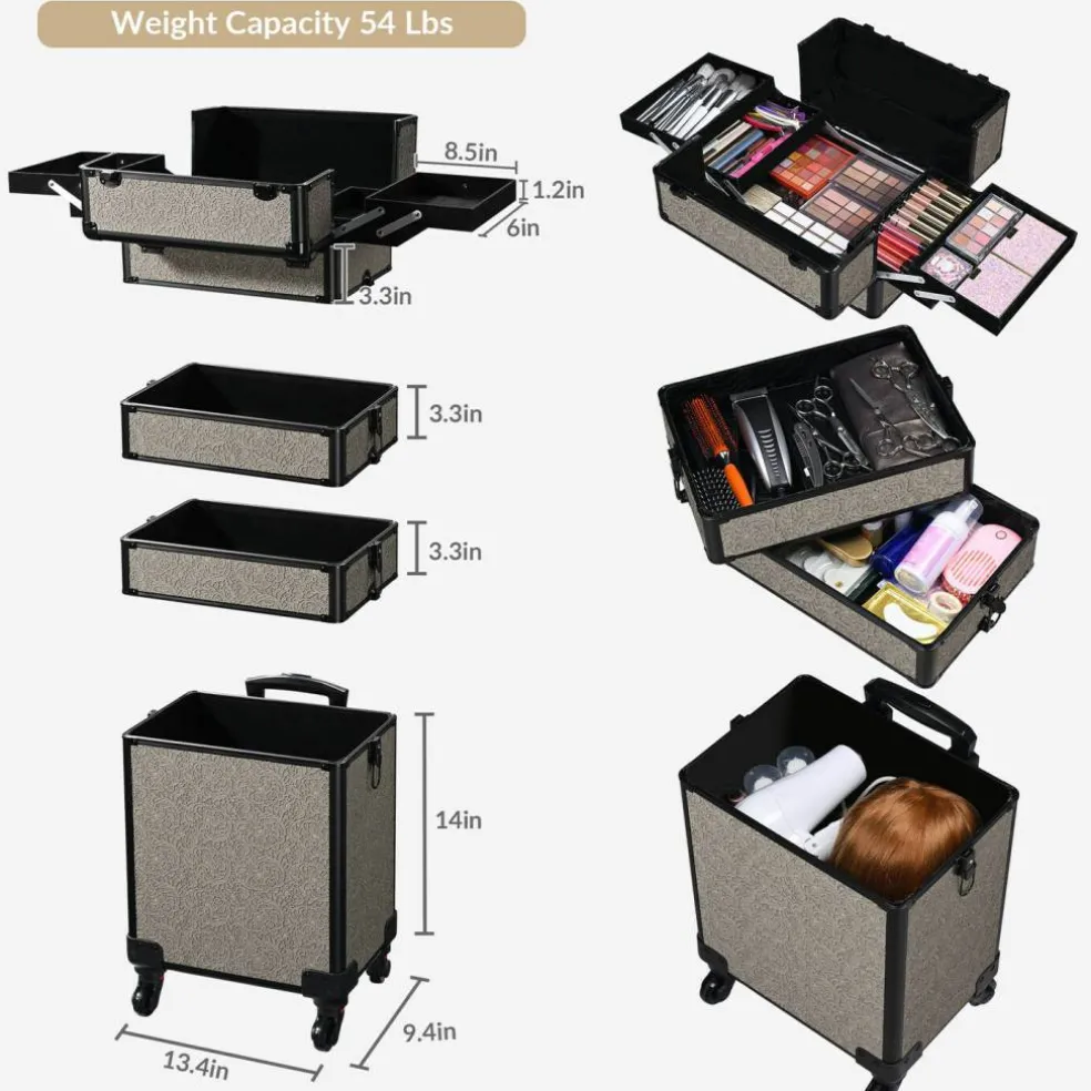 Byootique 4in1 Rolling Makeup Train Case Cosmetic Organizer Rococo GainsBoro